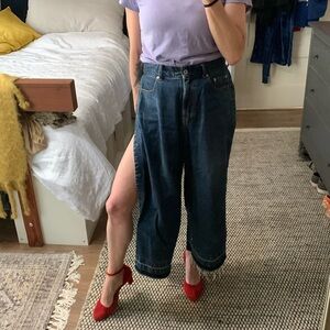 Sacai Wide Leg Raw Hem With SIDE SLIT FEATURE!